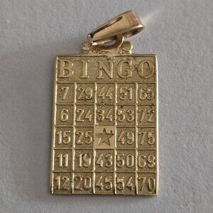 14K Yellow Gold Bingo Card Pendant